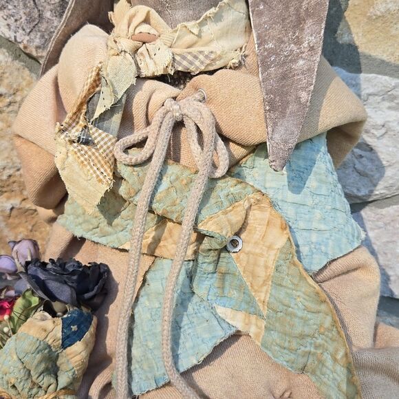 Primitive Rustic Rabbit Bunny Doll Handmade Hand Crafted Handcrafted Easter - Picture 7 of 16